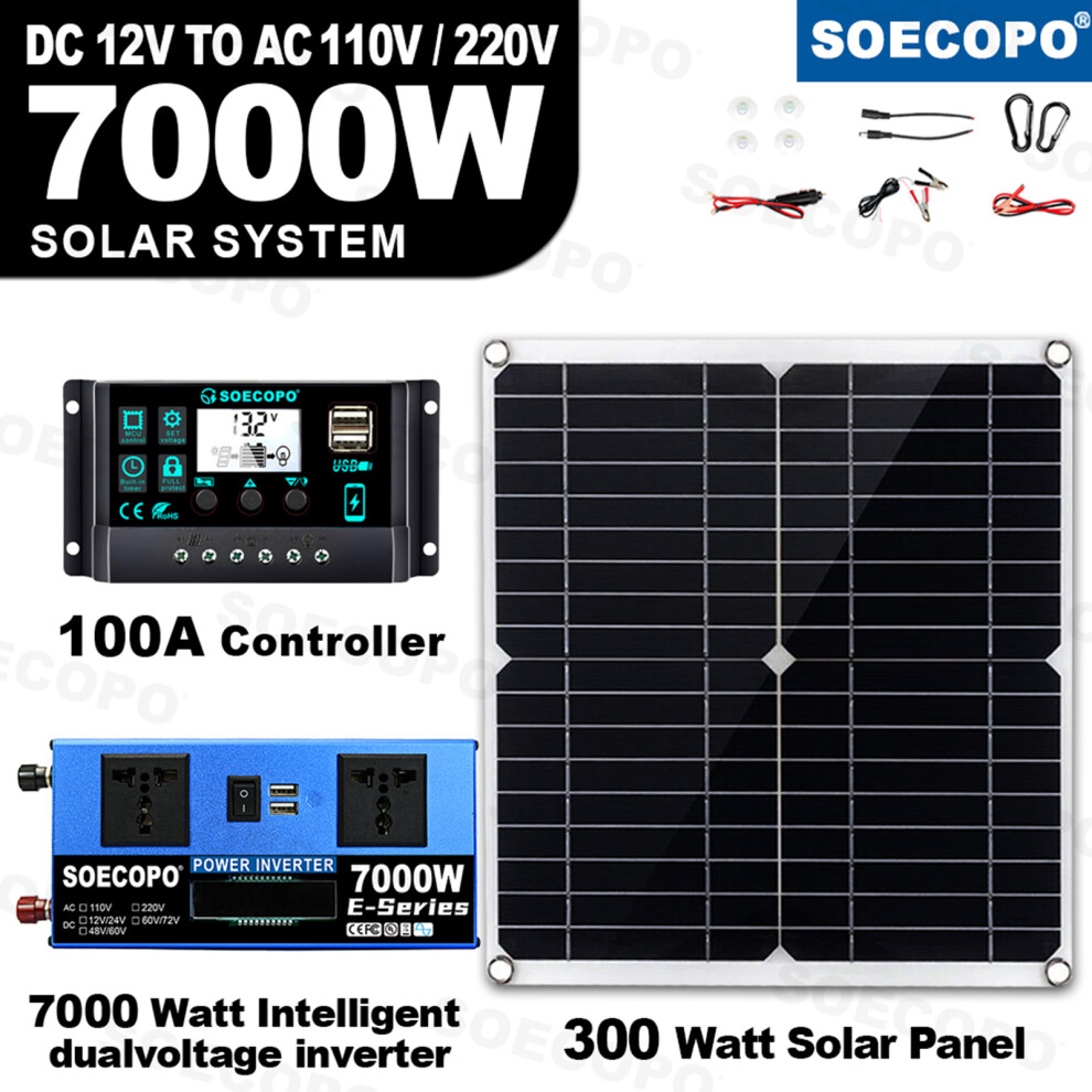 7000W Solar Panel Kit Complete Solar Generator Power 12V 220V 100A