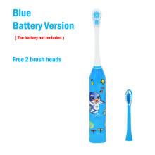 (Blaue 2-Bürsten-)Elektrische Zahnbürste für Kinder mit weichen DuPont-Borsten, Cartoon-Motiven, batteriebetrieben,