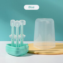 (Himmelblau) Baby-Silikon-Zahnbürste für Milchzähne mit Aufbewahrungsbox aus PP