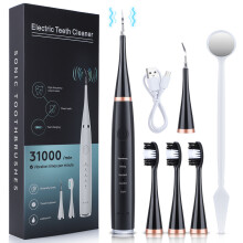 (schwarz) 6-in-1 Ultraschall-Zahnreinigungsgerät, Zahnsteinentferner, elektrische Zahnbürste, Schallzahnbürste