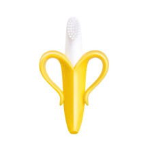 (1179E)Banana Shape Safe Toddle Teether Baby Silicone Training Toothbrush BPA Free Banana Teething Ring