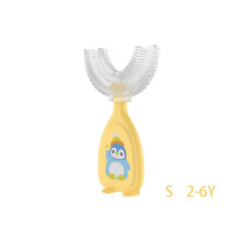 (gelb-S) 360-Kinderzahnbürste in U-Form, Babyzahnbürste aus weichem Silikon, ideal für die Gesundheit