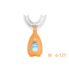 (Orange-M) 360-Kinderzahnbürste in U-Form, Babyzahnbürste aus weichem Silikon, ideal für die Gesundheit