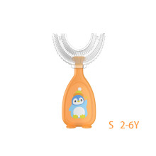 (Orange-S) 360-Kinderzahnbürste in U-Form, Babyzahnbürste aus weichem Silikon