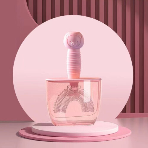 (A-Pink(2-8))Μωρουδιακή Οδοντόβουρτσα Σχήματος U Silicon 360 Παιδική