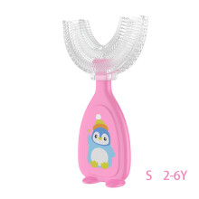 (pink-S) 360-Kinderzahnbürste in U-Form, Babyzahnbürste aus weichem Silikon, ideal für die Gesundheit