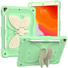 (Grüne) iPad 10.2 Hülle mit Ständer, Schmetterlingsflügeln und Stifthalter