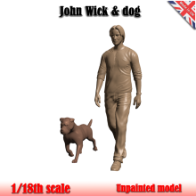John Wick & Hund Unbemalte Figur im Maßstab 1:18 Wasp Jo Wic Do