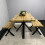 Wooden Dining Table and 2 Benches Set with X-Shaped Iron Legs 2