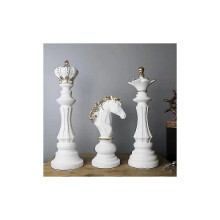 (Weißes Set) Luxuriöses Schachset, Heimdekoration, Schachfiguren aus Kunstharz, Familienspiel, Internationales