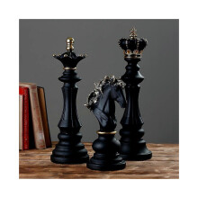 (Schwarzes Set) Luxuriöses Schachset, Heimdekoration, Schachfiguren aus Kunstharz, Familienspiel, Internationales