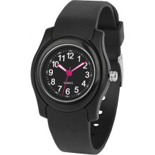(Tiefschwarze) Kinder-Analoguhr für Mädchen und Jungen mit weichem Armband, Lernuhrfunktion, wasserdicht
