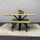 Wooden Dining Table and 2 Benches Set with X-Shaped Iron Legs 4
