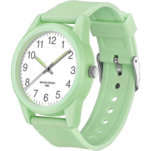 (Grün) Kinder-Analoguhr für Mädchen und Jungen mit weichem Armband, Lernuhrfunktion, wasserdicht bis