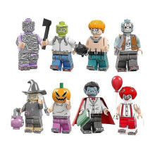 8pcs Halloween Vampire Pumpkin Man Mask Man Children Puzzle Assembled Building Block Minifigure Toy