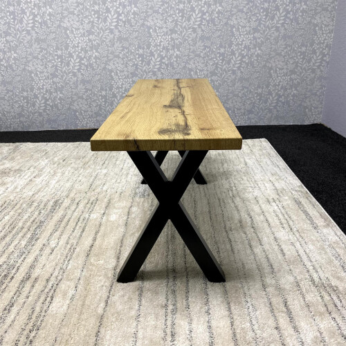 Durable Wooden Dining Table with X-Shaped Iron Legs 2