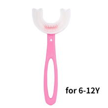 (1 Pcs Pink(2-12Y))Baby Toothbrush Children 360 Degree U-shaped Child Toothbrush Kids Teeth Oral Care