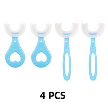 (4 Pcs Blue(2-12Y))Baby Toothbrush Children 360 Degree U-shaped Child Toothbrush Kids Teeth Oral Care