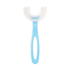 (Blue 6-12T)Baby Toothbrush Children 360 Degree U-shaped Child Toothbrush Teethers Baby Brush Silicone