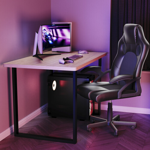 Vida Designs (Oak) Modern U-Leg Gaming Desk 120cm Sturdy Design 2