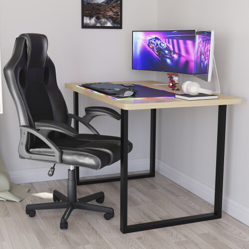 Vida Designs (Oak) Modern U-Leg Gaming Desk 120cm Sturdy Design