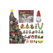 Weihnachts-Adventskalender mit 24 Anhängern, Christbaumschmuck, Figuren und Ornamenten für Weihnachten