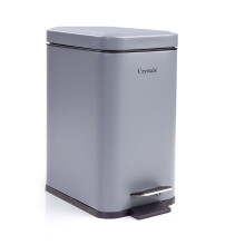 5L BATHROOM SLIM KITCHEN PEDAL RECTANGULAR BIN WASTE WITH SOFT CLOSING LID GREY
