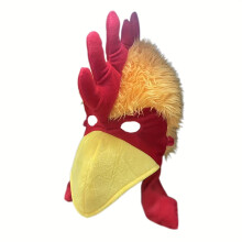 (chicken1) Adult Funny Rooster Headgear - Soft Clay Chicken Hat Mask with Vibrant Orange Comb & Red Wattle, Glamorous Farm-Themed Costume Accessory