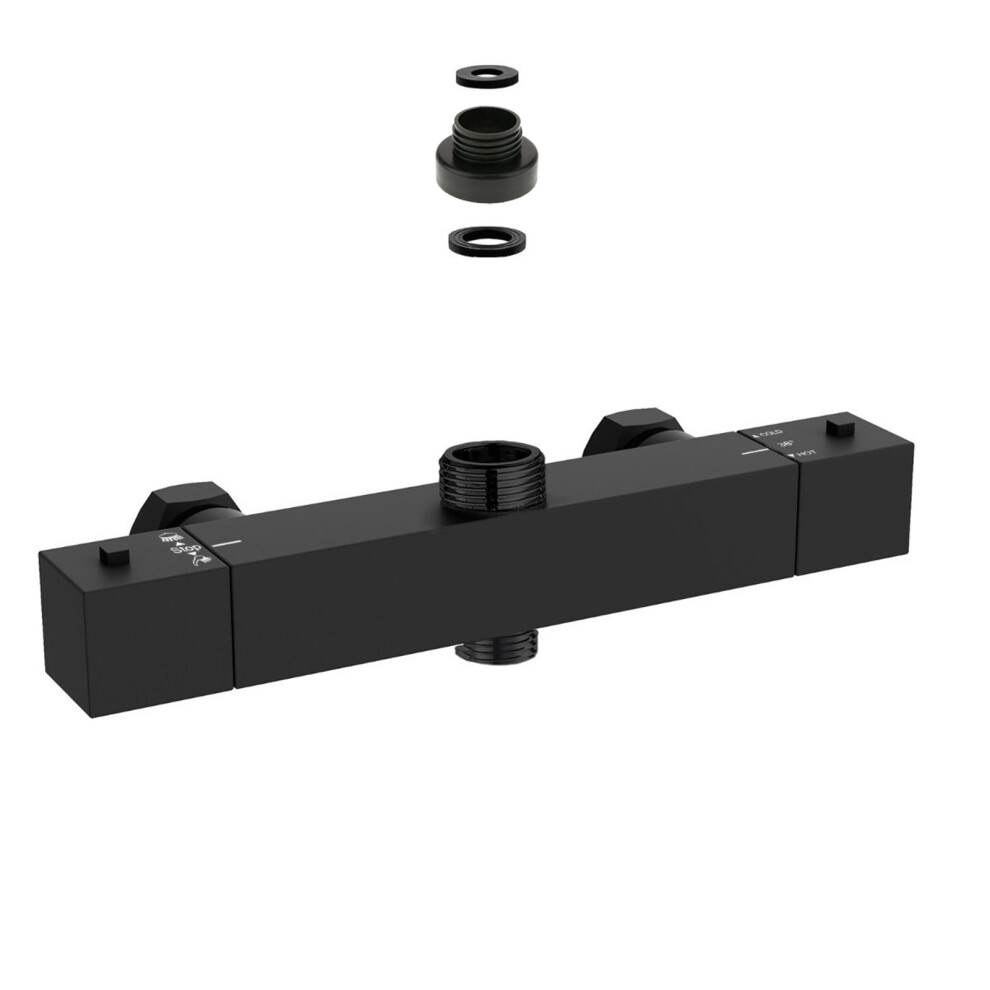 Photos - Other Bathroom Accessories Nes Home Modern Square Matte Black Exposed Thermostatic Shower Mixer Bar Valve