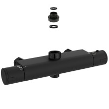 Nes Home Modern Round Matte Black Exposed Thermostatic Shower Mixer Bar Valve