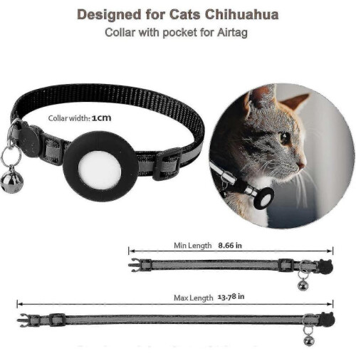 Collier pour chat (noir), Collier pour chat avec et le de securite, Tag H pour chaton 1