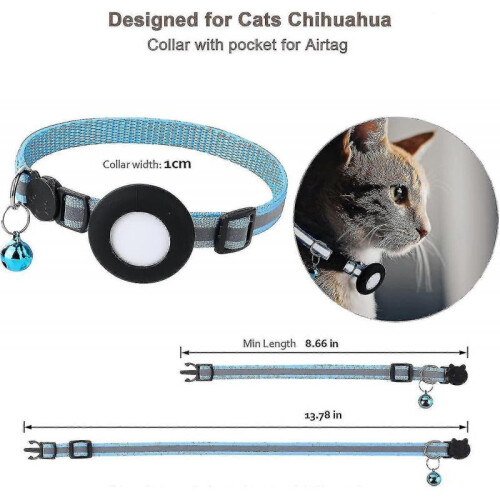 Collier pour chat (Bleu)Tag, Collier pour chat avec et le de sécurité, Tag H pour chaton 1