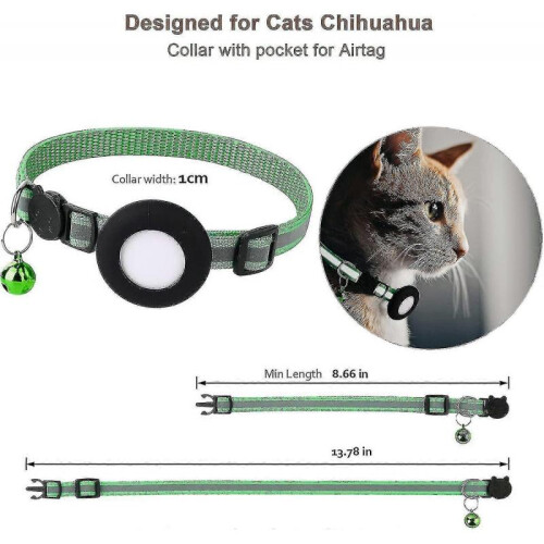 (Vert)Collier pour chat, Collier pour chat avec et le de securite, Tag H pour chaton 1