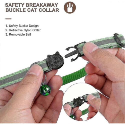 (Vert)Collier pour chat, Collier pour chat avec et le de securite, Tag H pour chaton 2