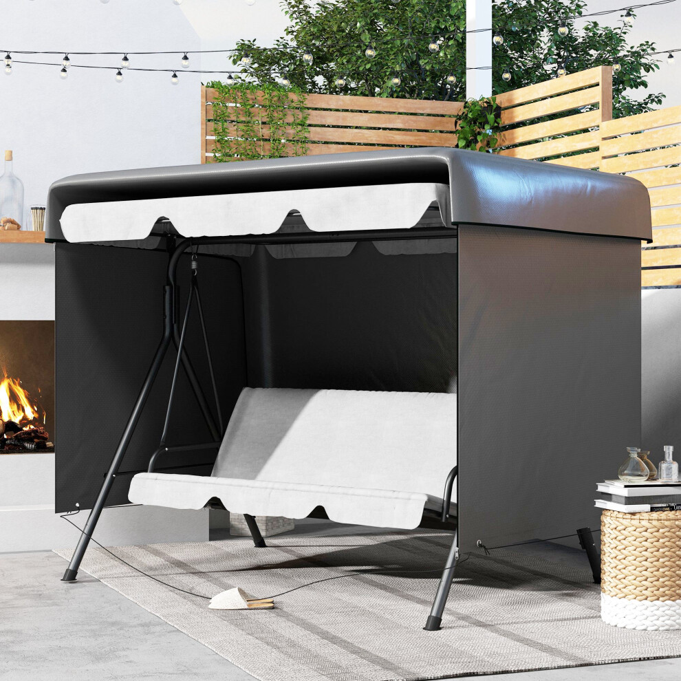 Outsunny 215x155x150cm Swing Chair Cover - Heavy-Duty PE, UV-Resistant, Drawstring Fastening, Grey (84B-265V00CG)-image-OPC-PDG75DB-NEW