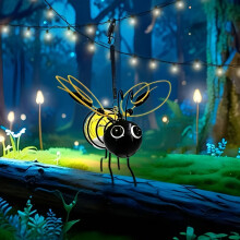 (Solar lights) [Seasonal Festivity] RangDong Solar-Powered Bee Garden Lights - Adorable Hanging Decoration for Outdoor Festive Atmosphere