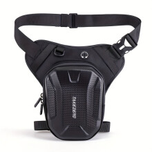 (Black) Motorcycle leg bag waist bag - Knight motorcycle hard shell bag - Sports inclined backpack, EVA hard shell - Zippered closure