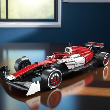 (Red racing blocks) 1768pcs Formula Racing Design, Building Blocks Sports Car Construction Kit, Red Mechanical Wheel Connection Model Car