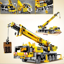 (Yellow) 1001 pcs Yellow Engineering Series Crane Building Blocks, City Construction Vehicle Models, High-Difficulty Technical Assembly Toy