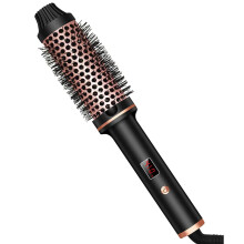(Black, us) 3 In 1 Ionic Hair Curler Straightener Professional Curling Iron Heated Hair Styling Brush Anti-Scald Thermal Brush Curl Wand