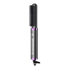 (PURPLE, EU) Electric Hair Straightening Brush Fast Heating Hot Comb Brush Negative Ion Hair Straightening Comb