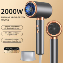 (P93361-Grey-EU) Ionic Hair Dryer High Speed Motor Blow Drier 2000W Hairdryer Negative Ion Hair Care Styler Professional Blow Dryer Free Shipping