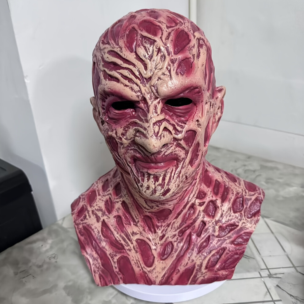 Bghone (X24005, 1Pc Freddy Krueger Mask) Freddy Krueger Latex Mask - Halloween Horror Movie Costume Prop, Synthetic Rubber Headgear For Terror Party Cosp Red