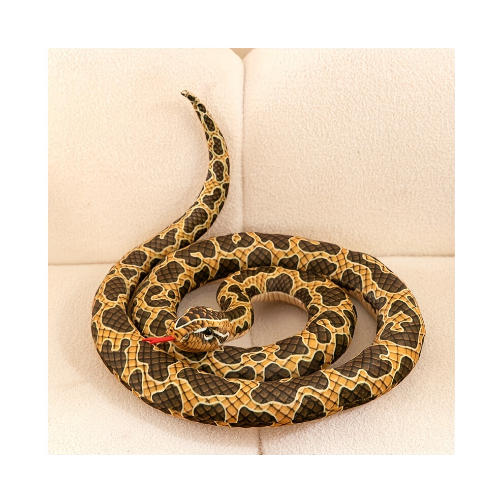 (Brown Python) 1pc Lifelike Green Python Snake Decoration - Artistic Polyester Ornament with Black & Red Pattern, Ideal for Halloween & Party Decor, N-image-OPC-PH7TCV5-NEW