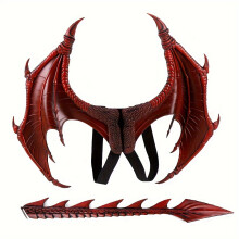 (?Red?) Premium Cool Realistic Evil Dinosaur Wings & Tail Set, Synthetic Rubber Wings & Tail Props In 2 Colors