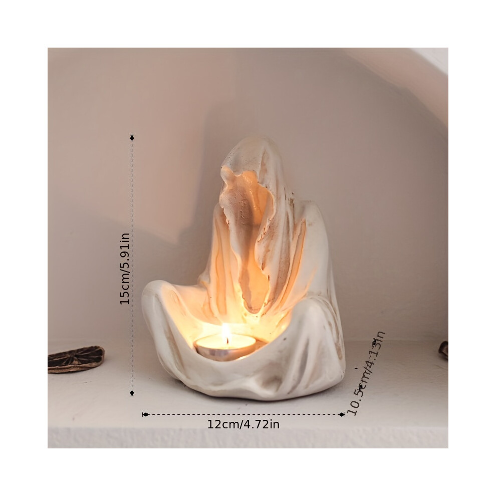 (white) Mysterious Cloaked Figure Candle Holder - Halloween Atmosphere Decor, Creative Tabletop Candlestick, ABS Material-image-OPC-PH7TCZ6-NEW