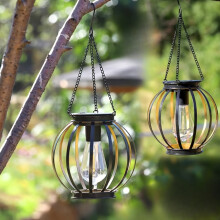 (Jack-o-lantern, 2pcs) Set of 2 Upgraded Solar Hanging Lamps, Ideal for Outdoor Use. These Metal Chandelier Lights Are