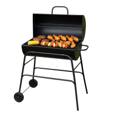 Charcoal BBQ Grill & Smoker Portable Barrel Barbecue with Warming Rack