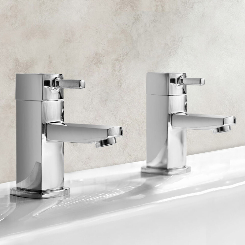 Boston Modern Set of Chrome Hot & Cold Twin Bath Taps