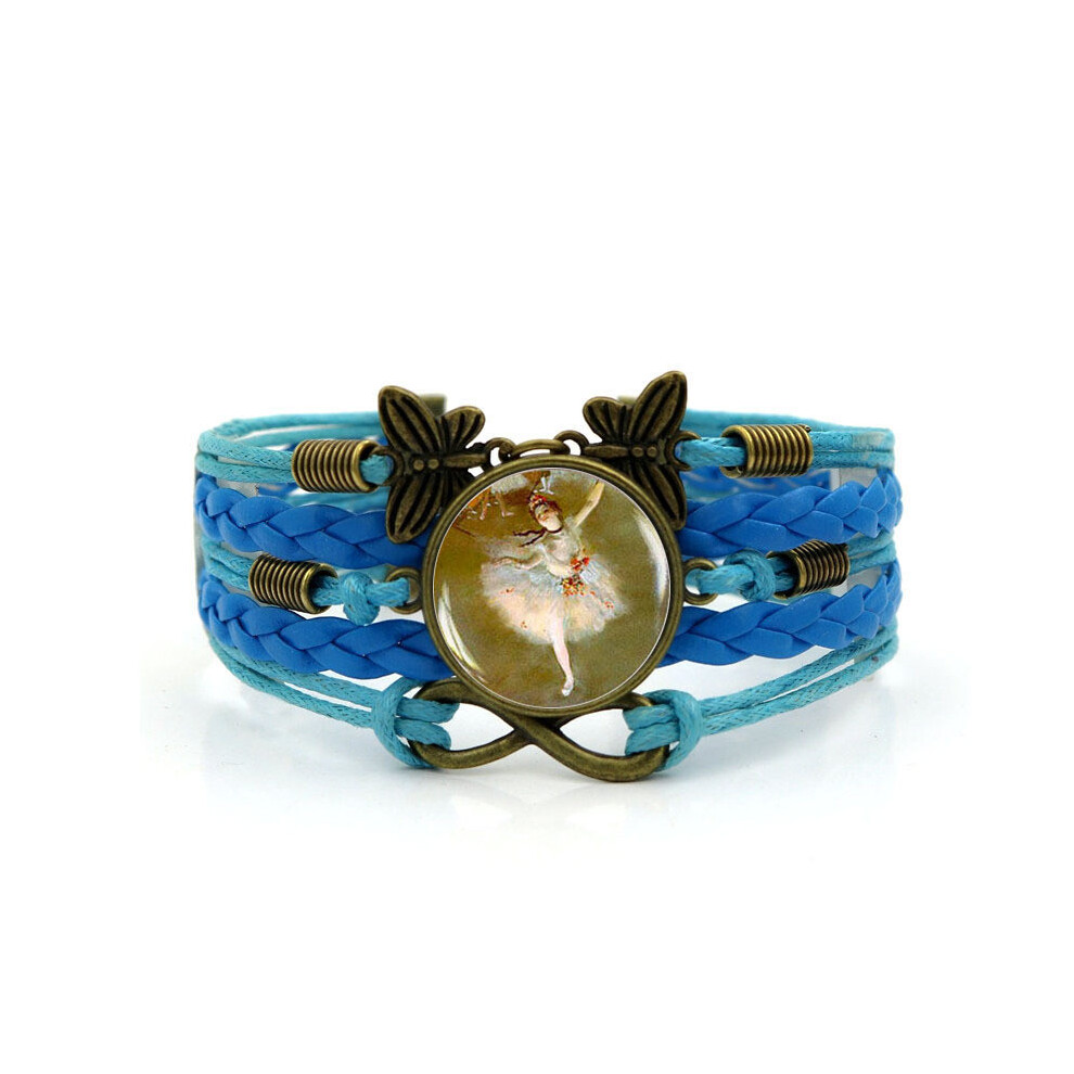 (Blue)Bracelet design ballerine féminine pour femme bijou vintage tissé à l'infini main